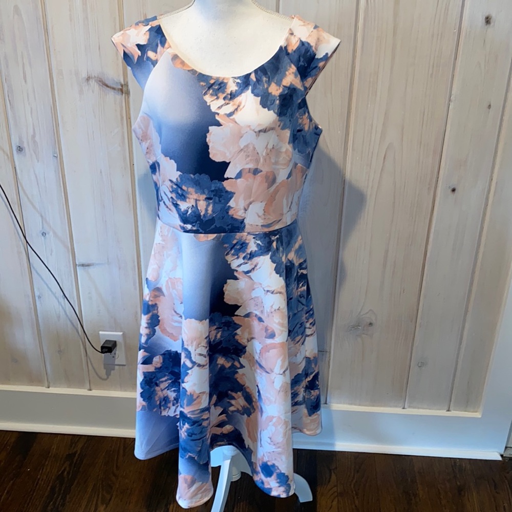 Floral pink, white and blue Neiman Marcus dress NWT
